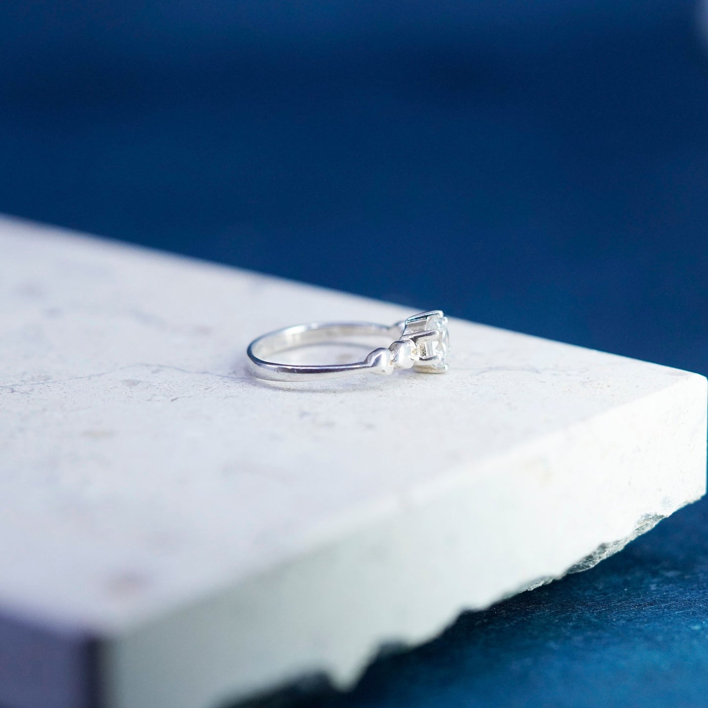 Size 6, vintage Sterling 925 silver handmade engagement ring with cz