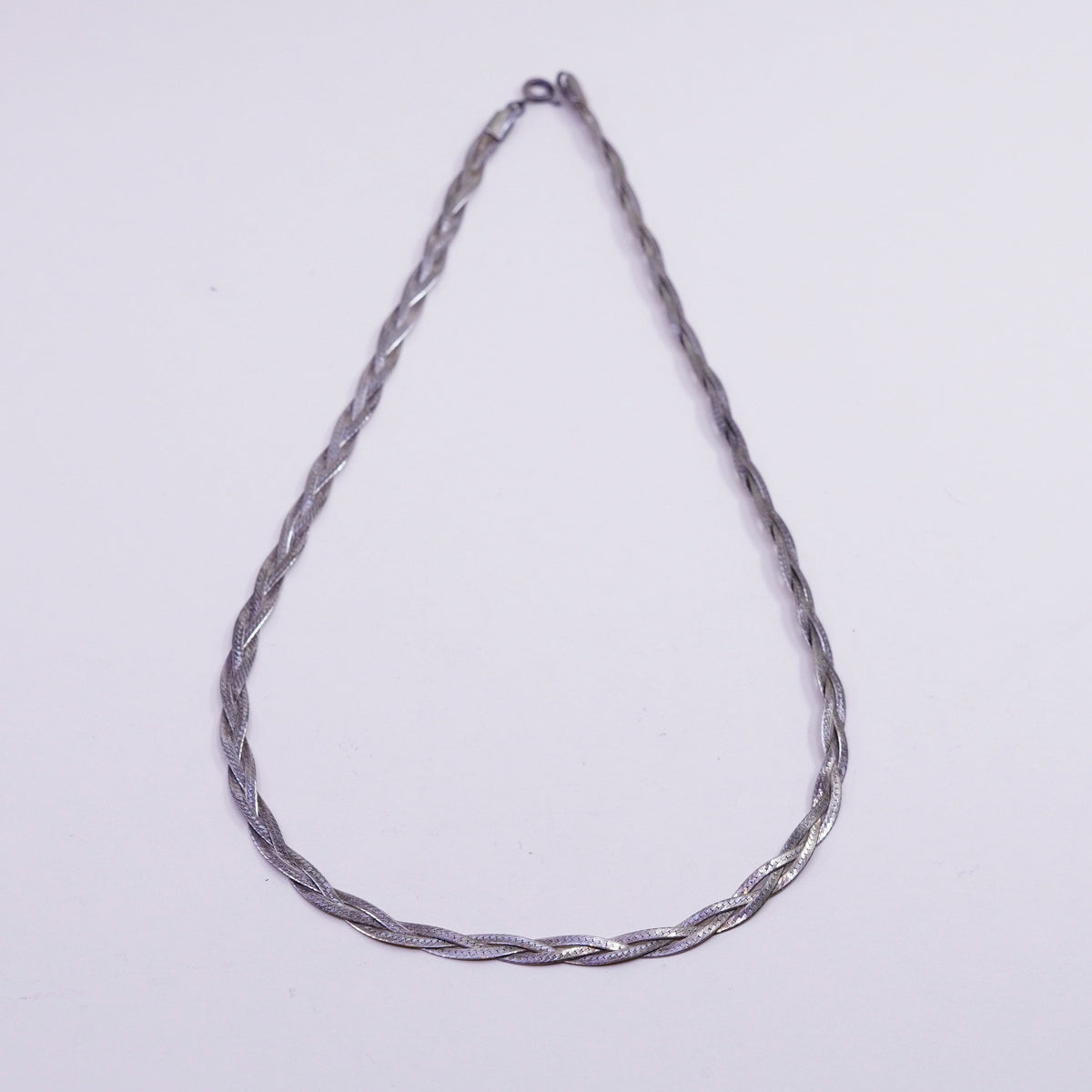 18”, Italy 3 Strands 925 Sterling Silver Woven Braided Herringbone necklace