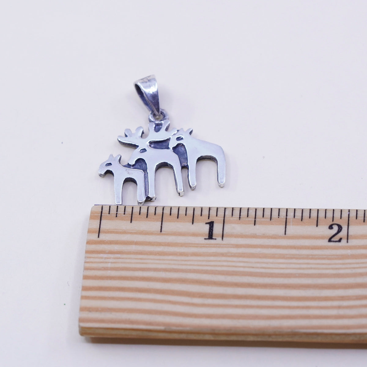 Vintage sterling silver handmade pendant, Native American 925 elk deer