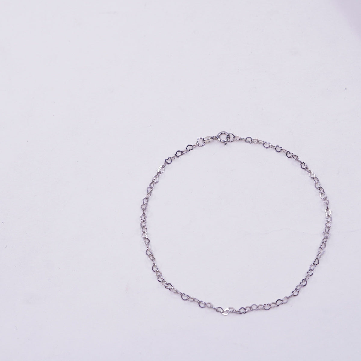 8.5”, Vintage sterling silver heart bracelet, 925 silver chain