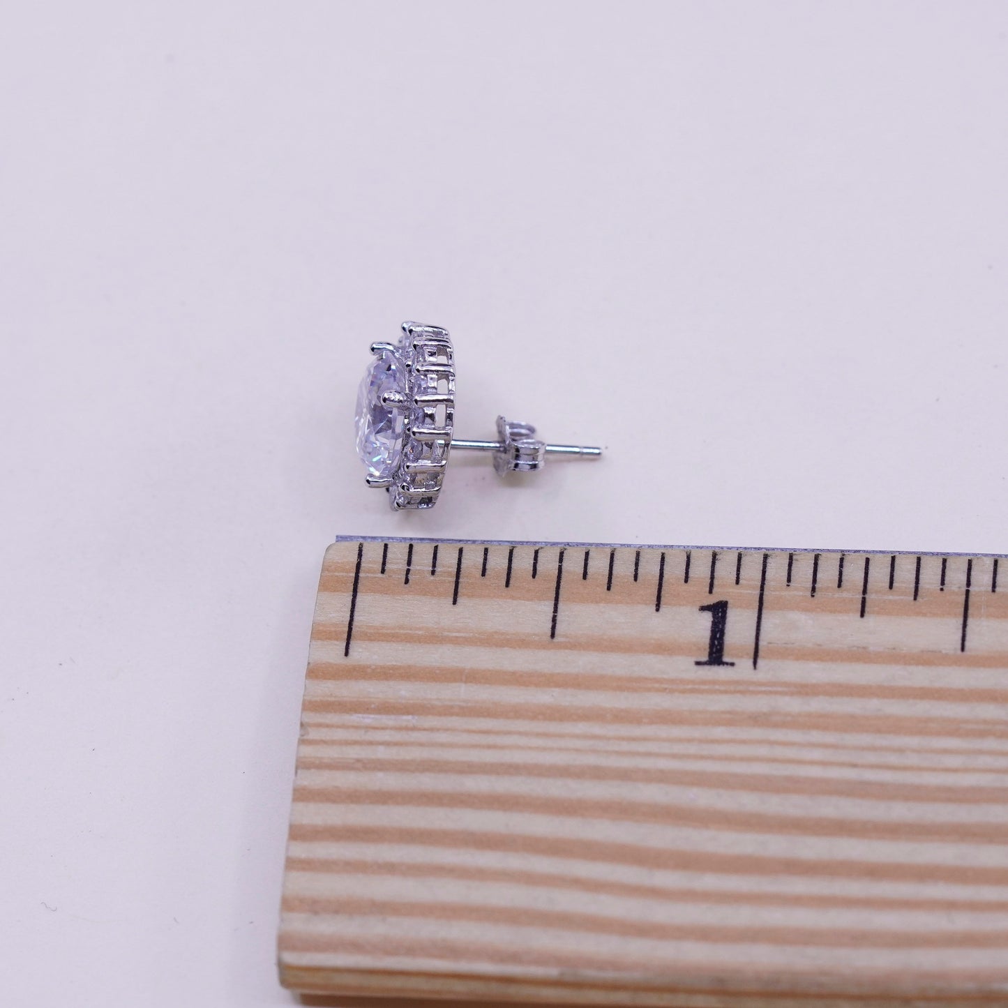 Vintage sterling 925 silver genuine cz studs, minimalist earrings