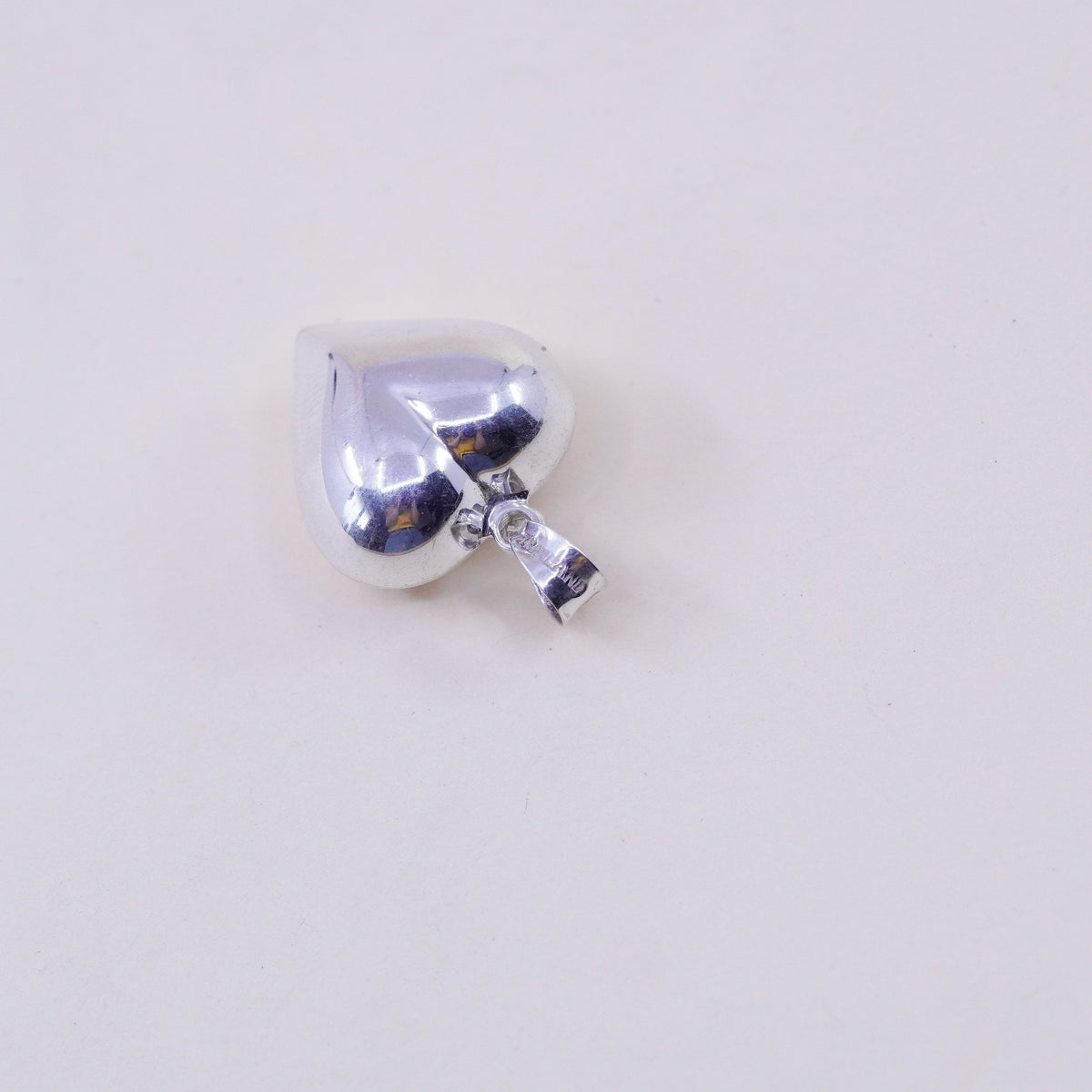 Vintage handmade sterling silver puffy heart charm, 925 charm pendant