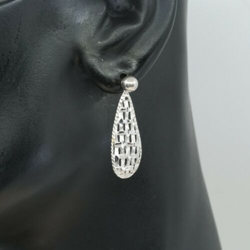 Vtg Sterling 925 Silver Handmade Filigree Teardrop Shaped Earrings