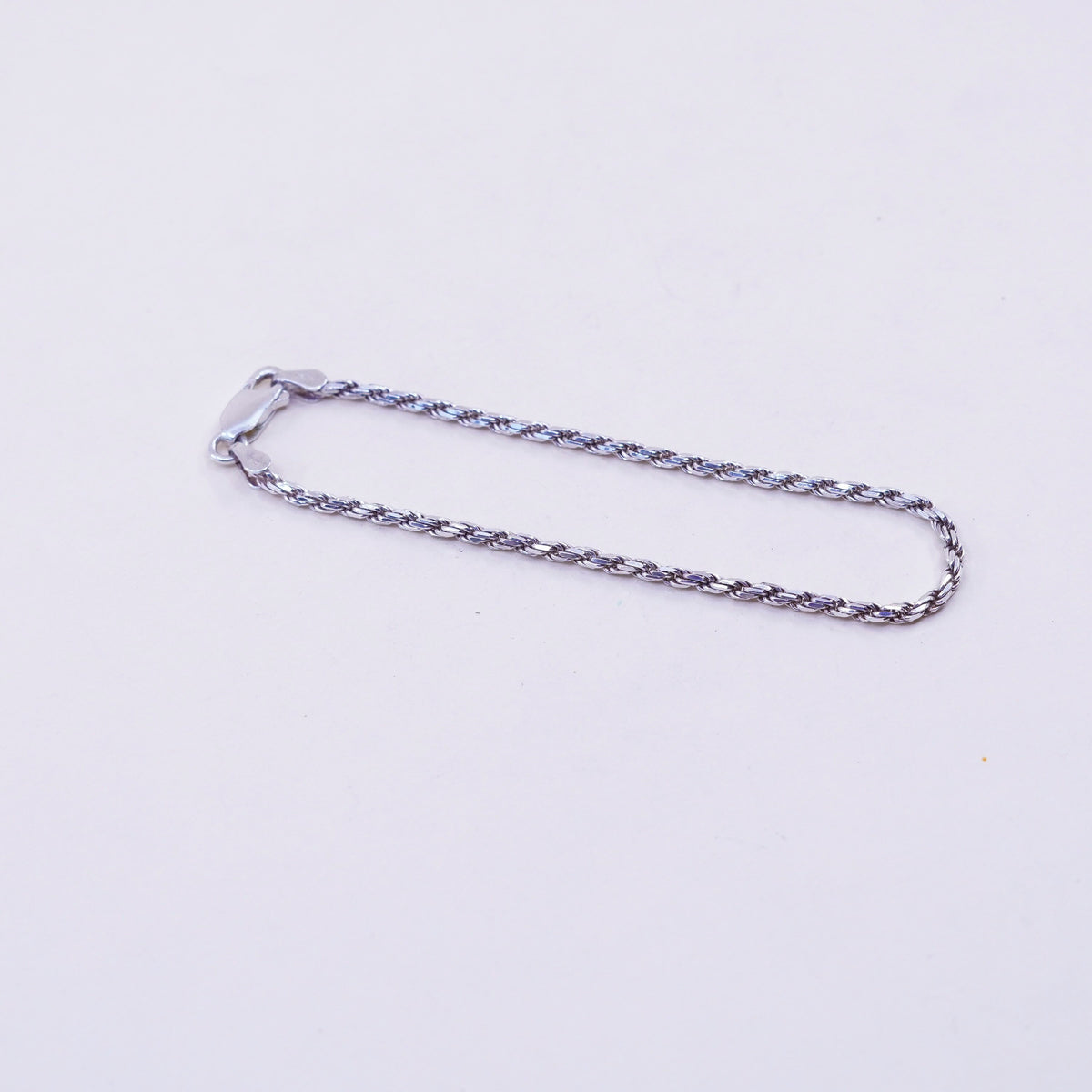 6.75”, 3mm, vintage Sterling silver rope chain, Italy 925 men’s bracelet