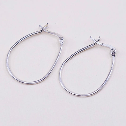 1.25”, Vintage sterling silver loop earrings, fashion minimalist primitive hoop