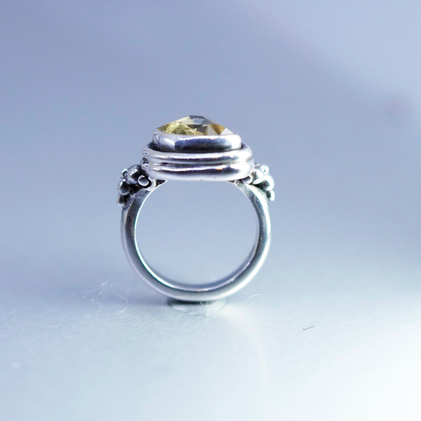 Size 6.25, vintage sterling 925 silver ring, handmade band with citrine