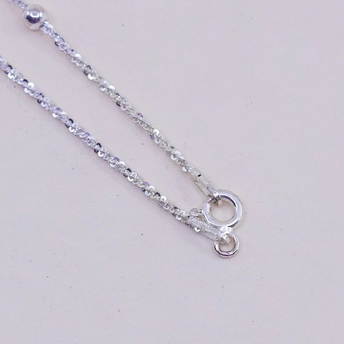 20”, 2mm, Vintage sterling silver Italy 925 twisted chain with beads, necklace