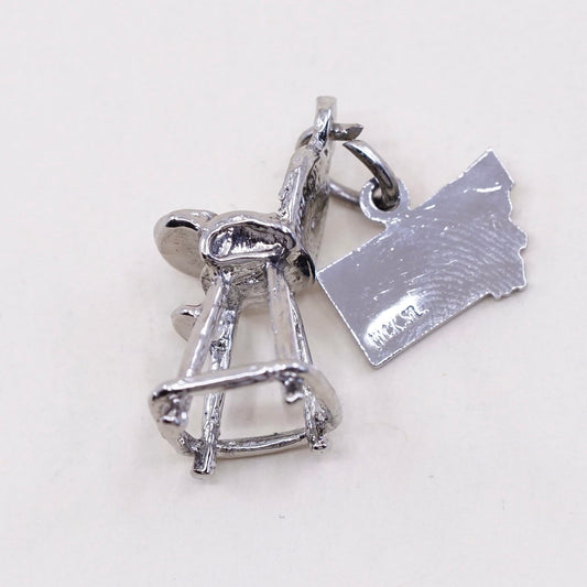 Vintage baby high chair sterling silver handmade pendant, 925 charm