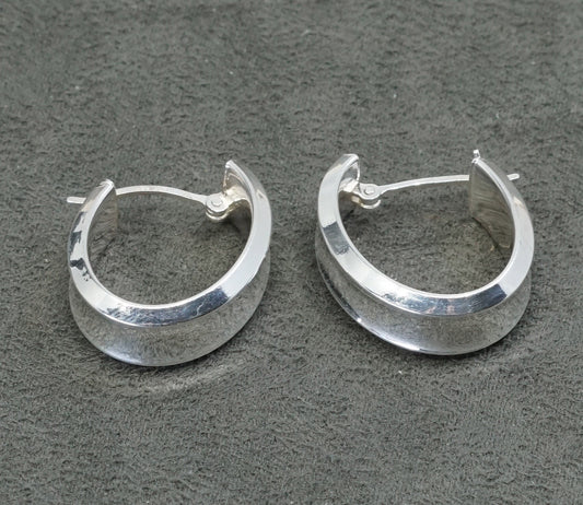 0.75”, Vintage Sterling silver handmade earrings, 925 hoops, huggie