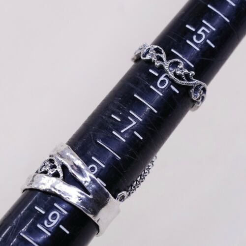 PZ Paz Israel Sterling Silver Handmade Hammered Ring, 925 Filigree Double Band
