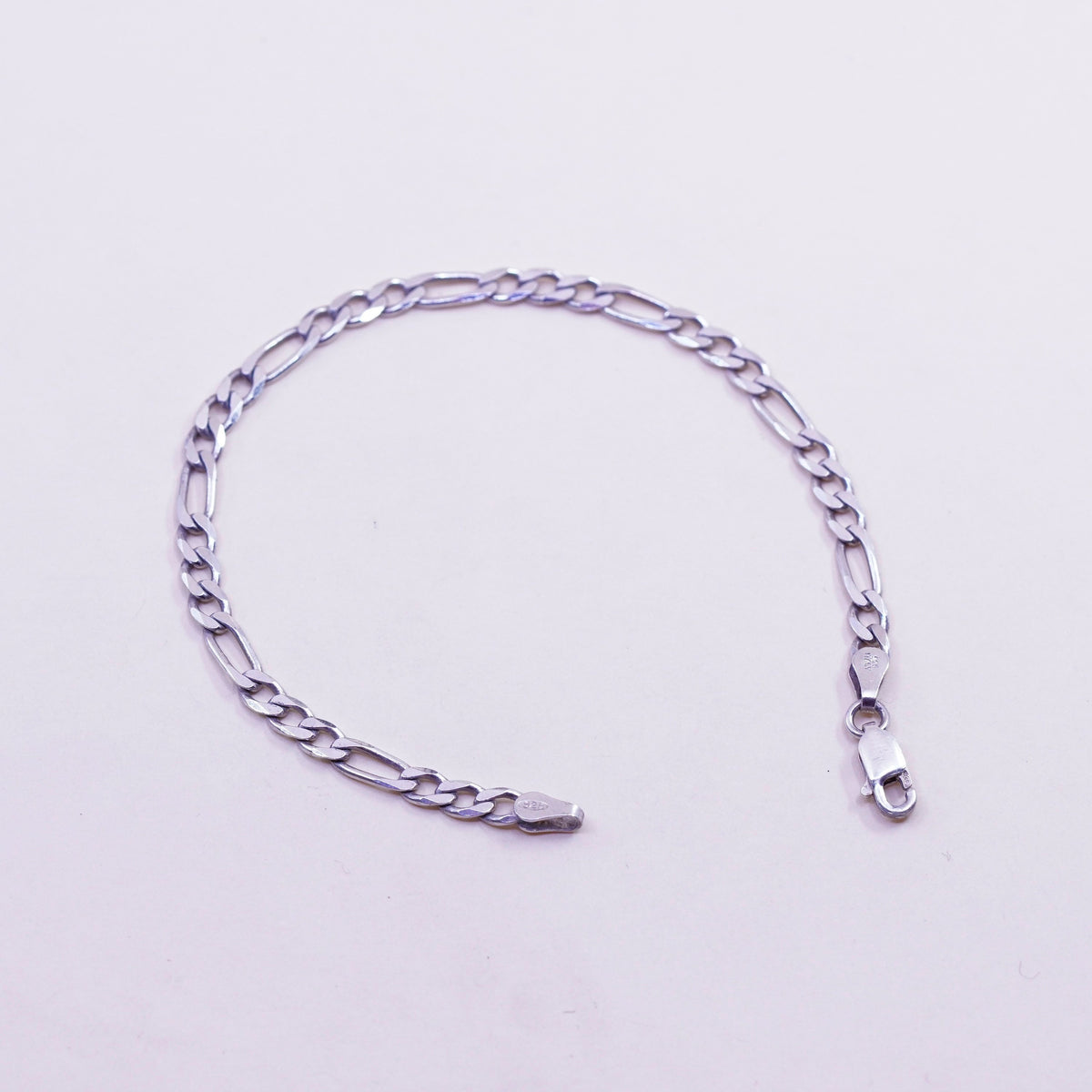 7”, 4mm, Vintage Italy sterling silver 925 chain, men’s figaro bracelet