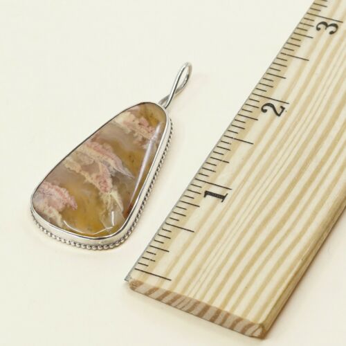Vtg Huge 925 Sterling Silver Handmade Pendant W/ Lace agate, Silver Tested