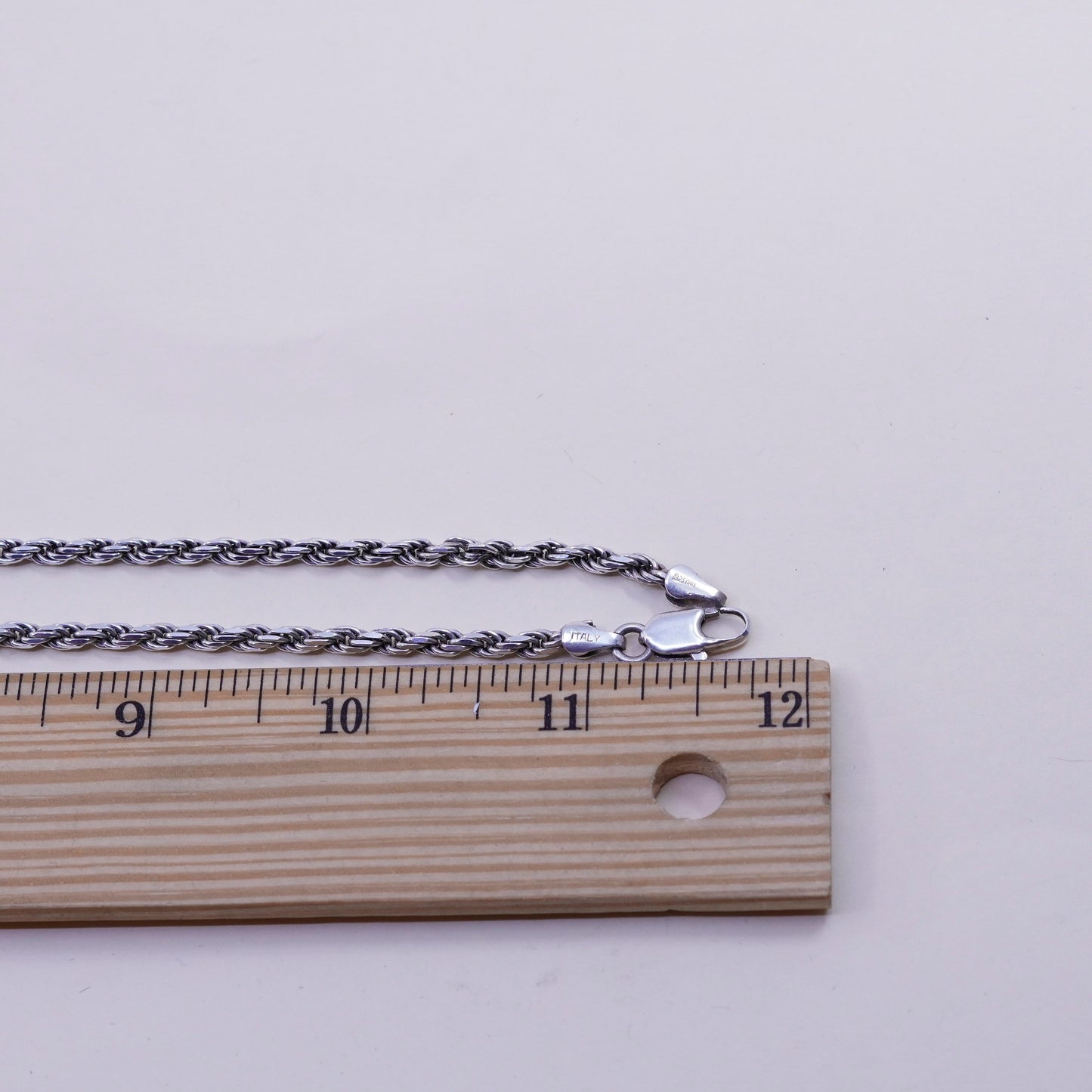 22”, 4mm, vintage Sterling silver necklace, 925 diamond rope chain