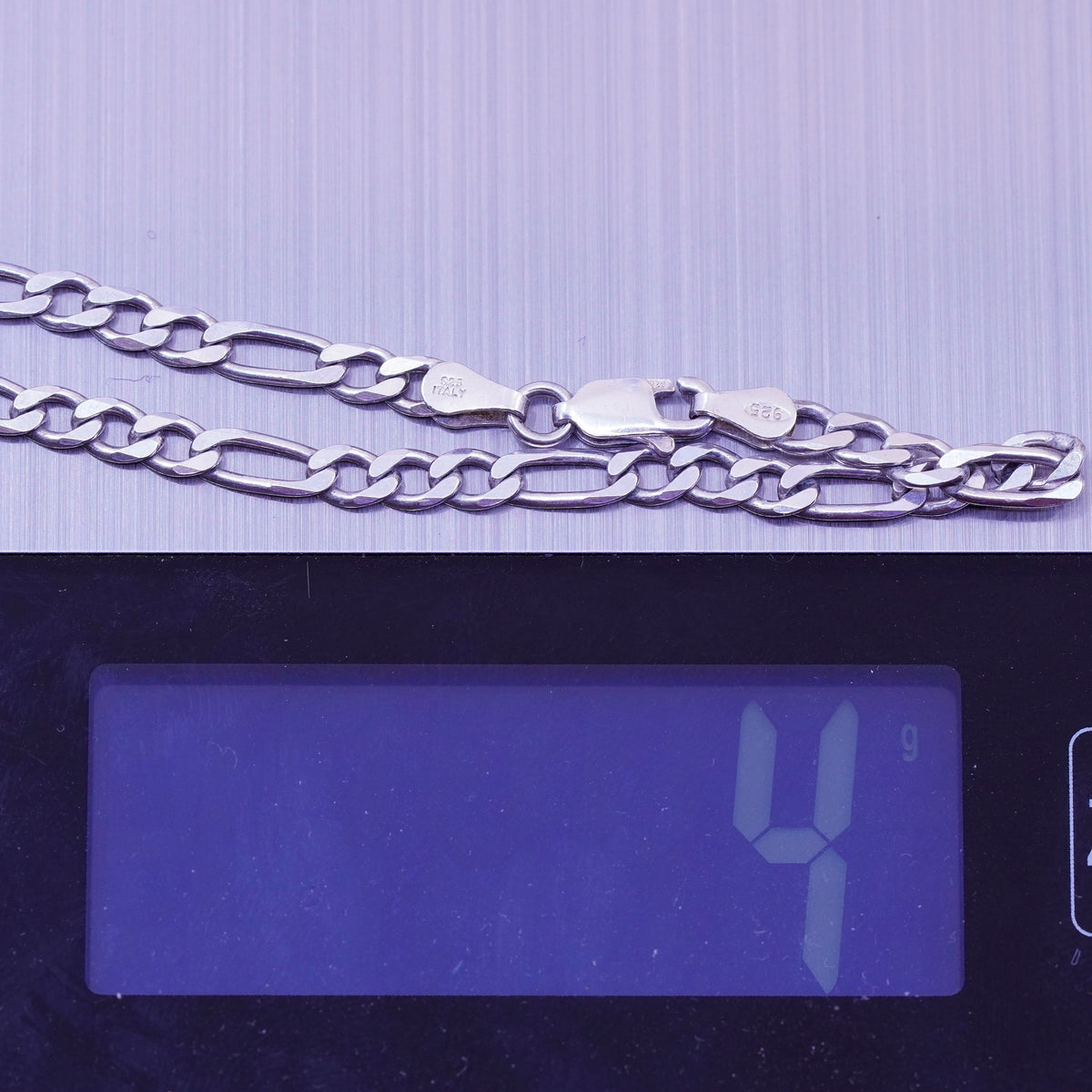 7”, 4mm, Vintage Italy sterling silver 925 chain, men’s figaro bracelet