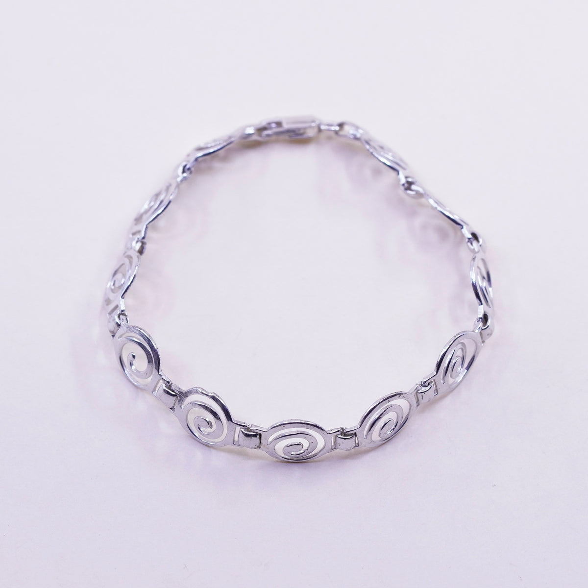 7”, Vintage OTC sterling silver charm bracelet, 925 swirly chain