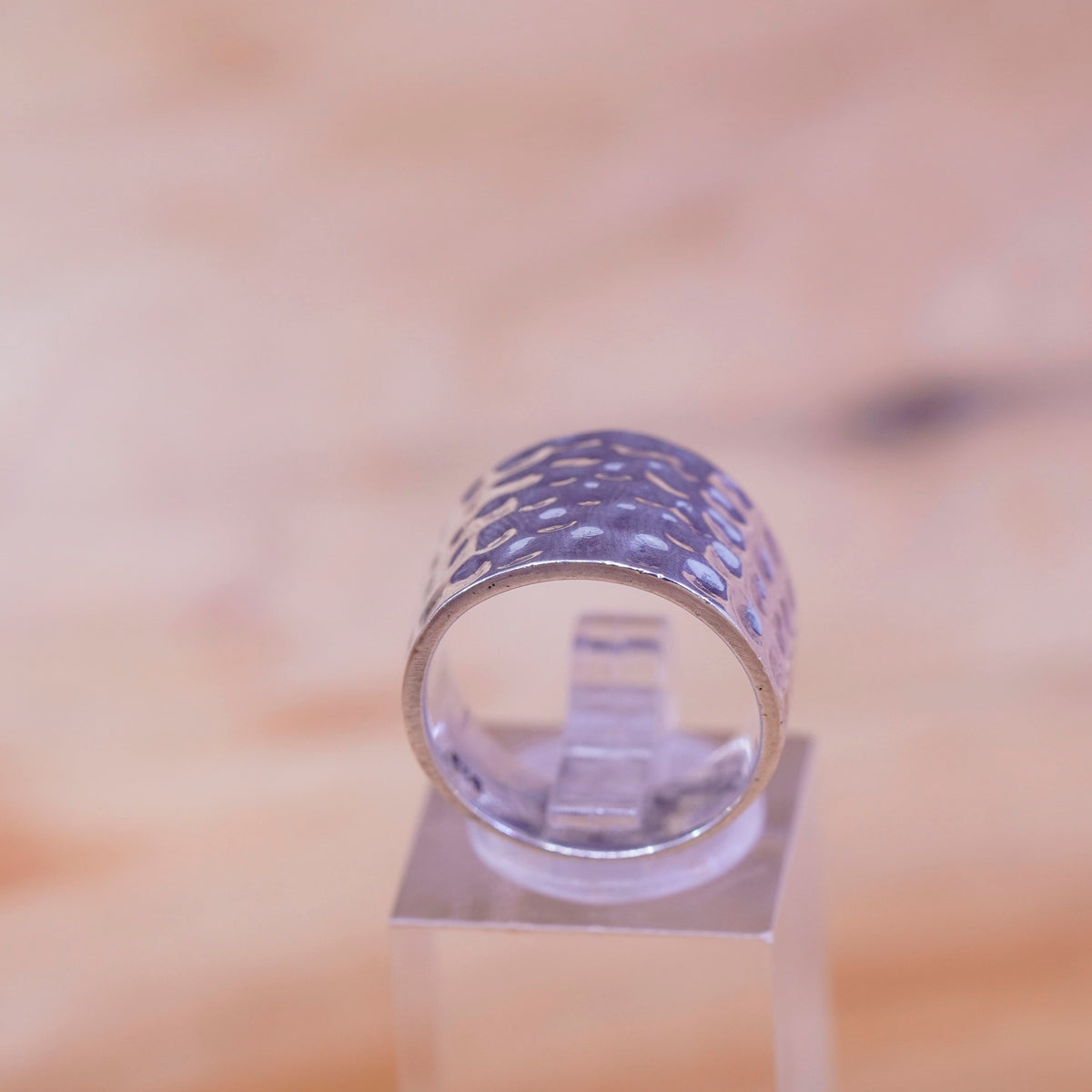 Size 6, vintage Sterling silver handmade ring, hammered 925 wide band