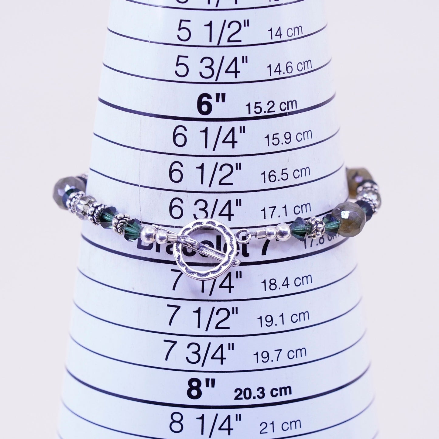 7”, Native American handmade Jasper beads bracelet with Sterling silver closure