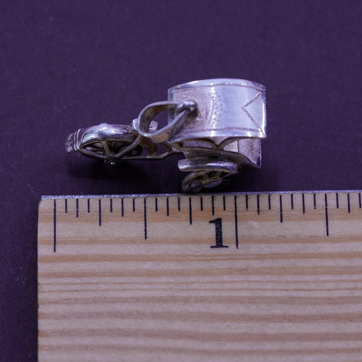 Vintage Sterling silver handmade pendant, 925 bike bicycle wagon