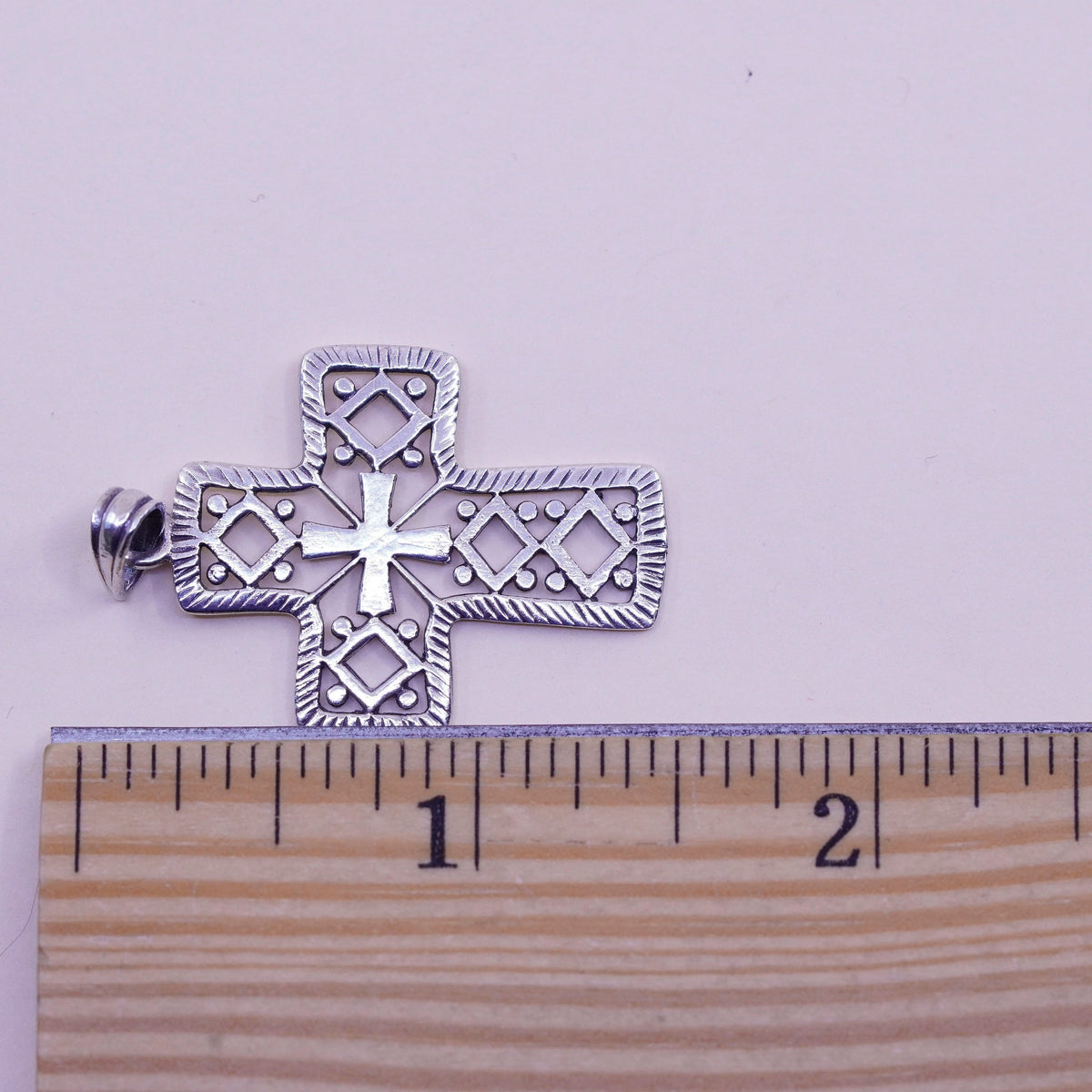 Vintage handmade Sterling silver pendant, 925 filigree cross