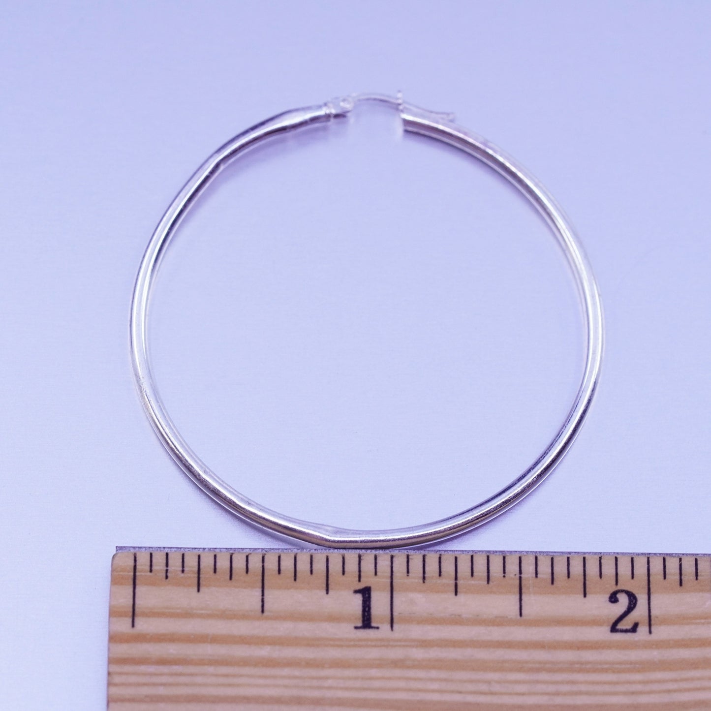 1.75”, vintage Sterling silver handmade earrings, 925 hoops