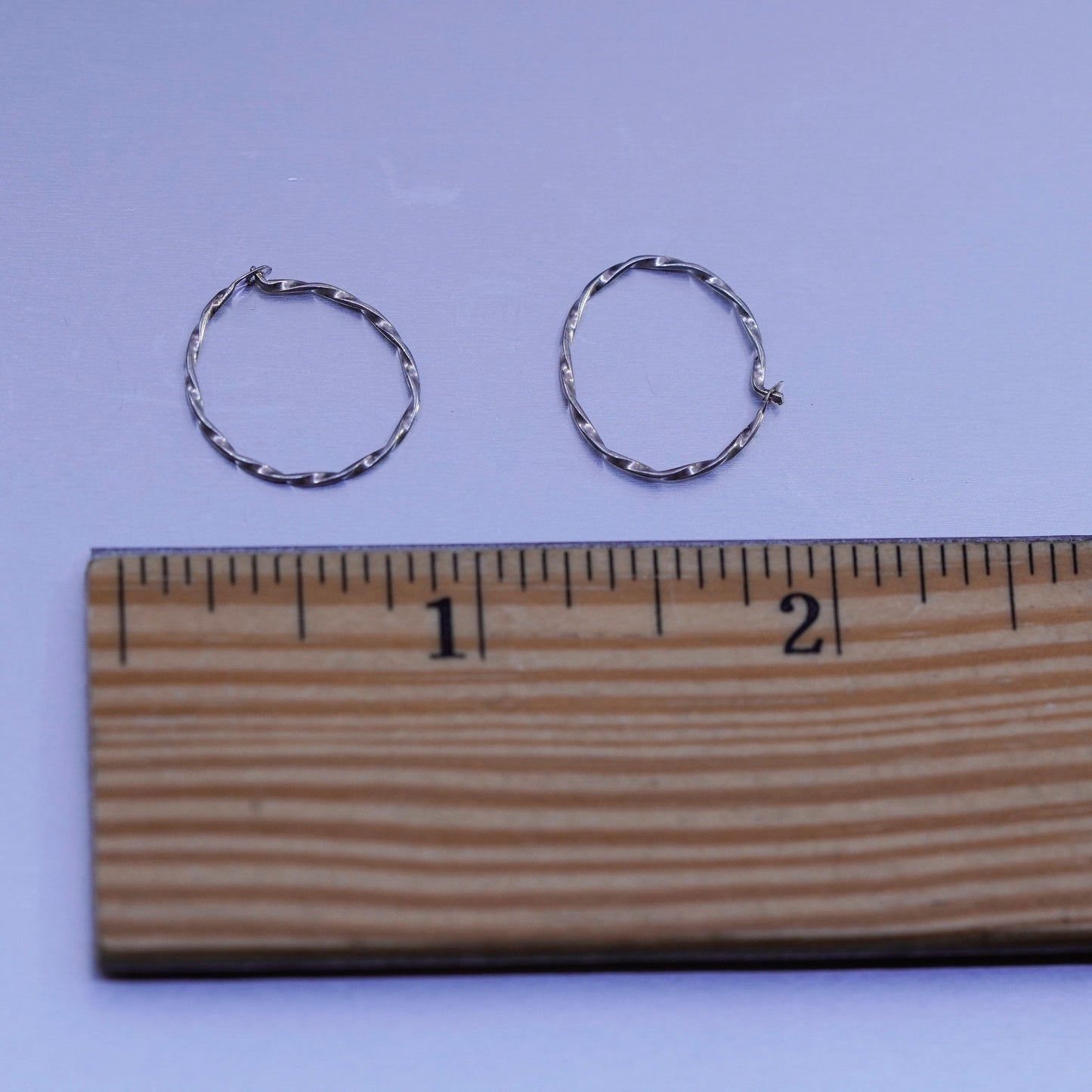 0.5”, vintage Sterling silver handmade earrings, twisted 925 hoops