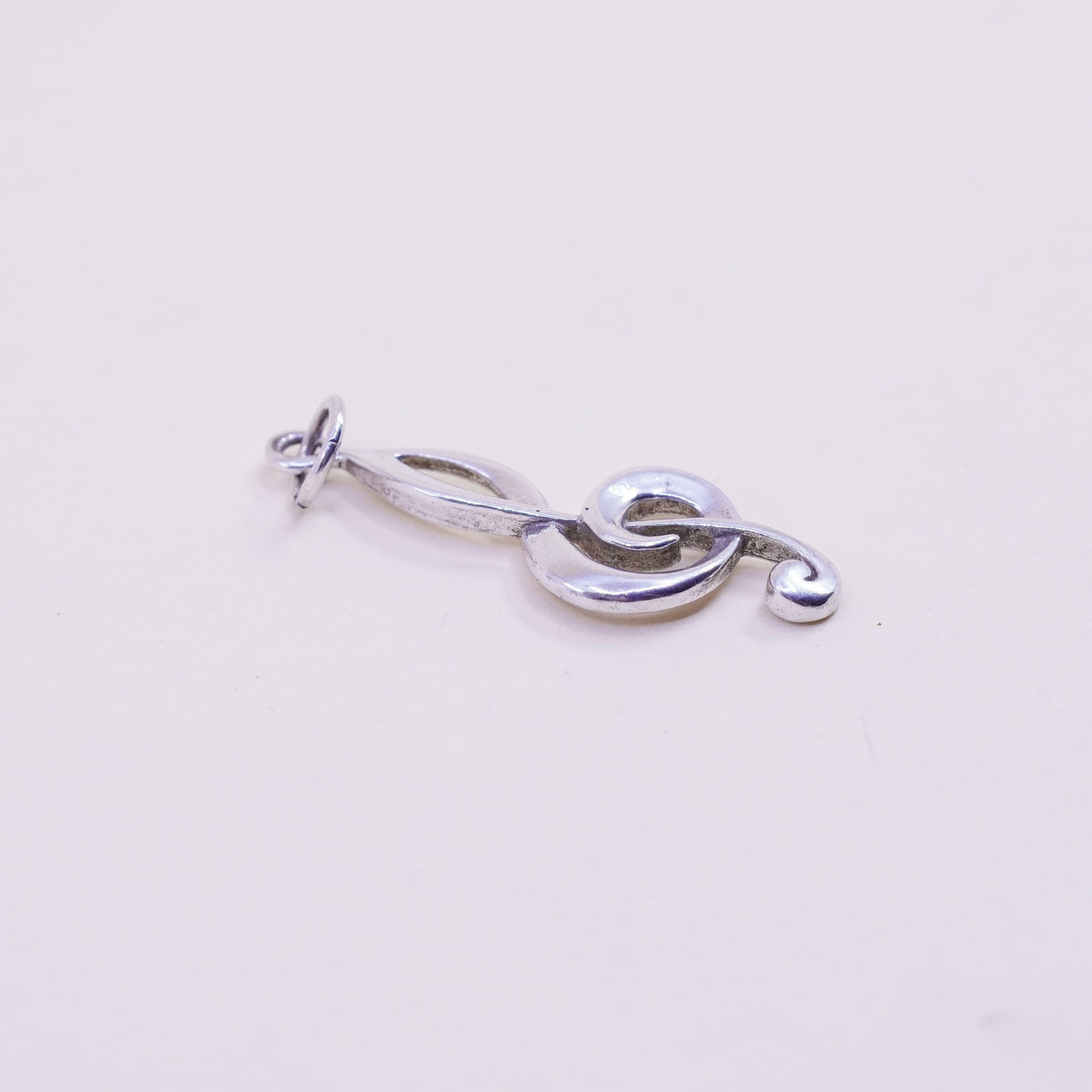 Vintage sterling silver handmade pendant, 925 music note, melody charm