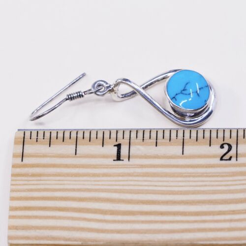 Vtg Mexico Sterling 925 silver handmade earrings, with turquoise, Stamped 925