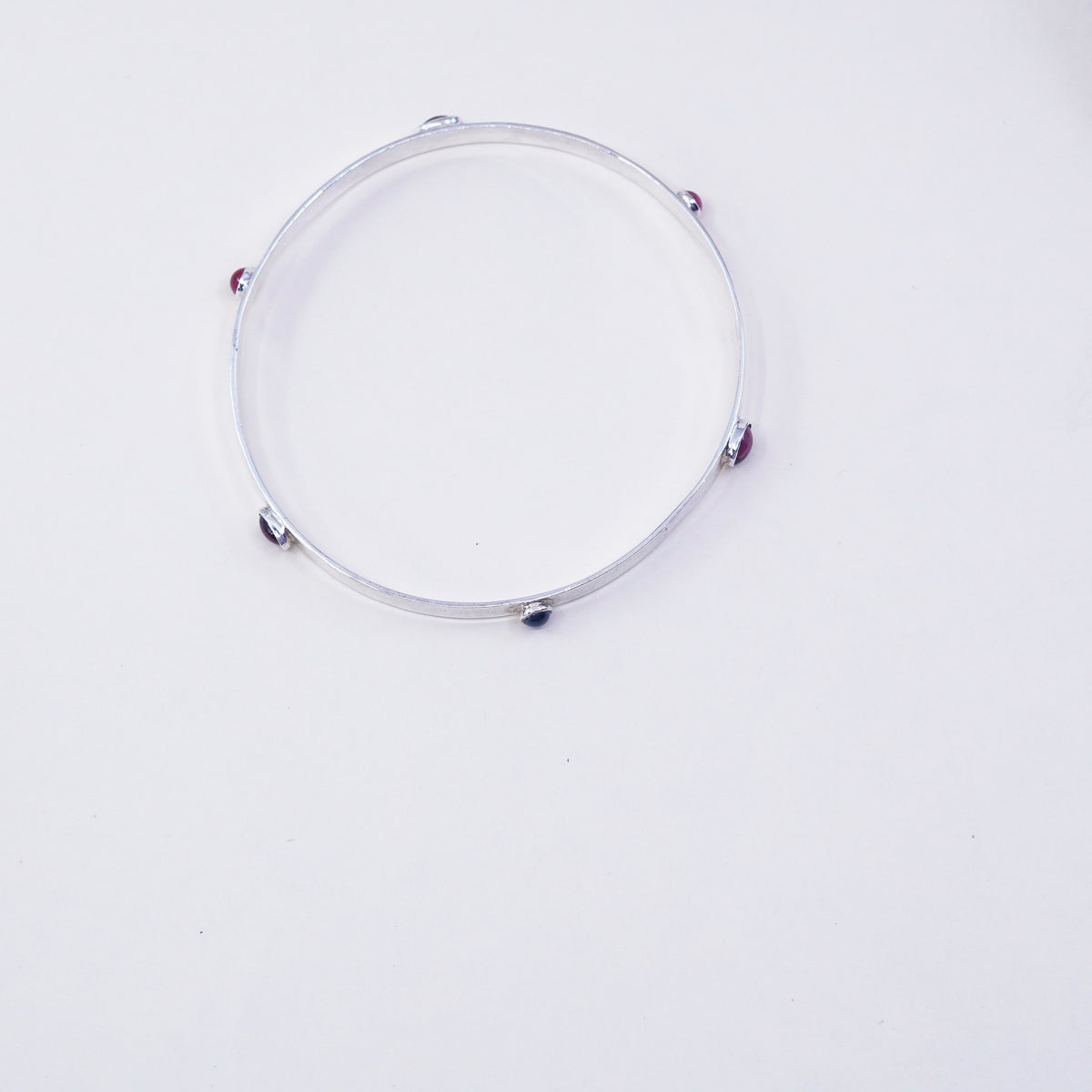 8.5”, vintage modern sterling 925 silver handmade bracelet, bangle with Crystal