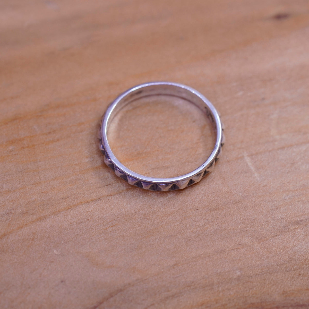 Size 6, Sterling silver stackable handmade ring, 925 stackable band with beads