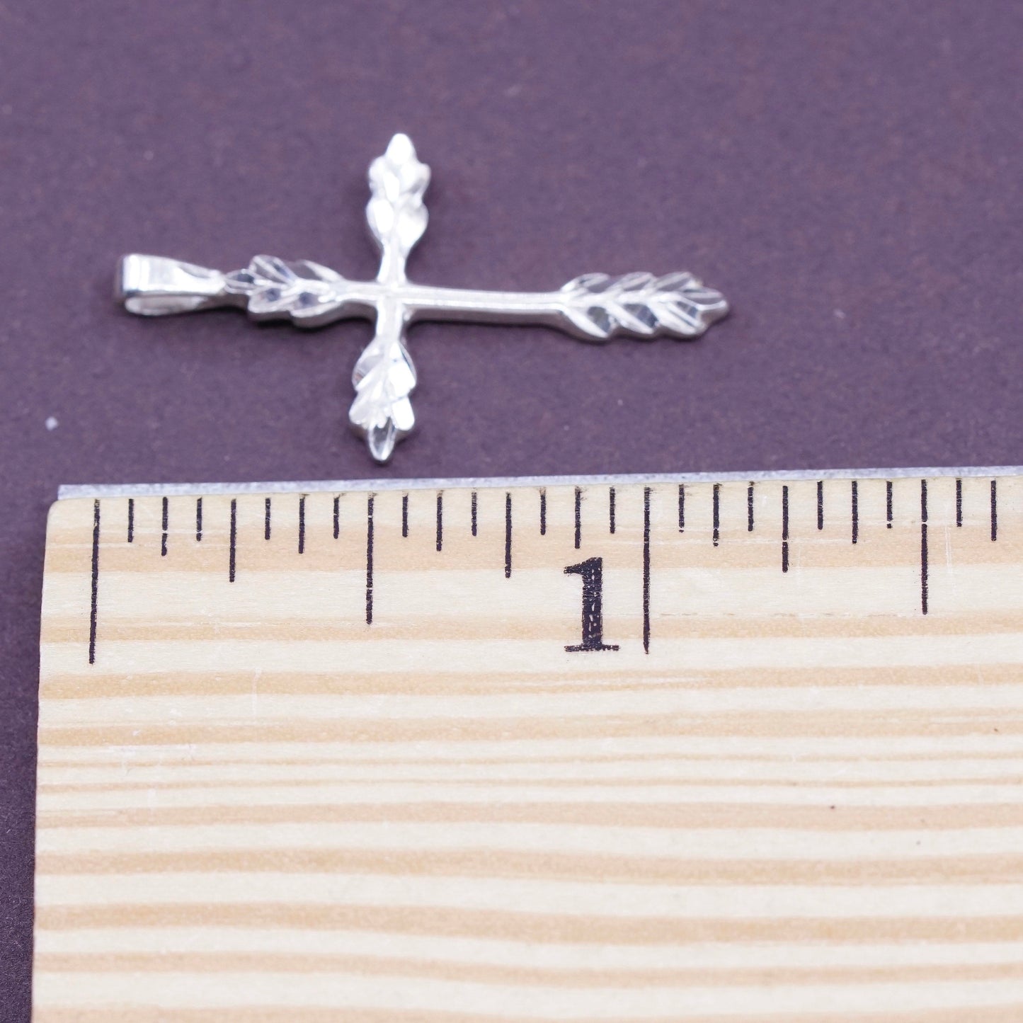 Vintage Sterling silver handmade pendant, 925 textured cross