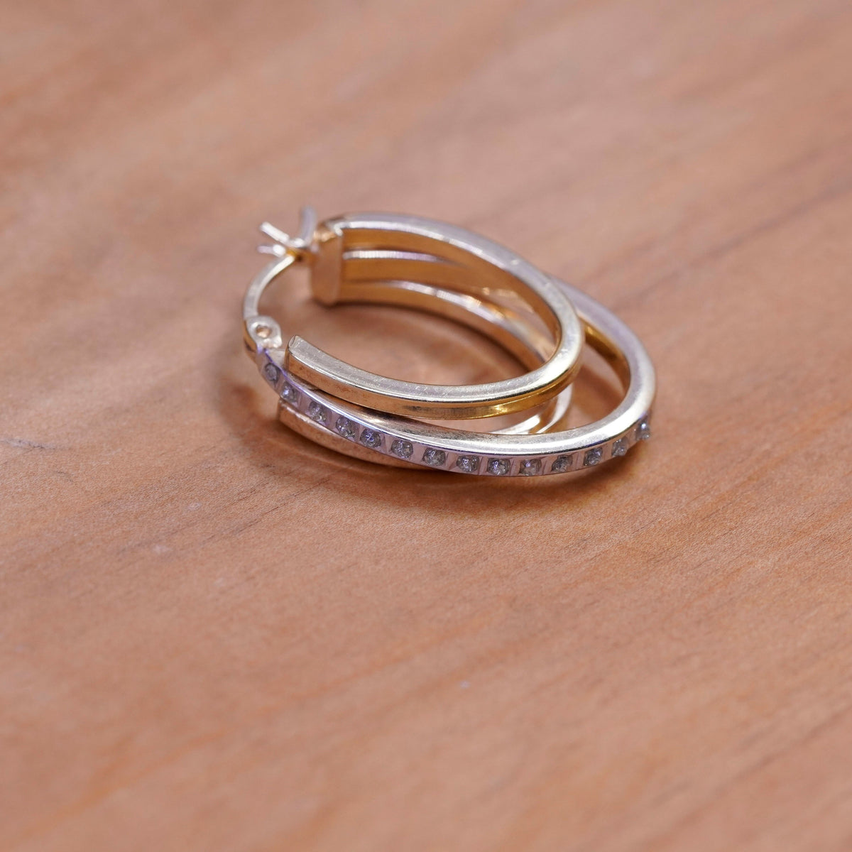 1”, vermeil gold over Sterling silver earrings, multi 925 double hoops