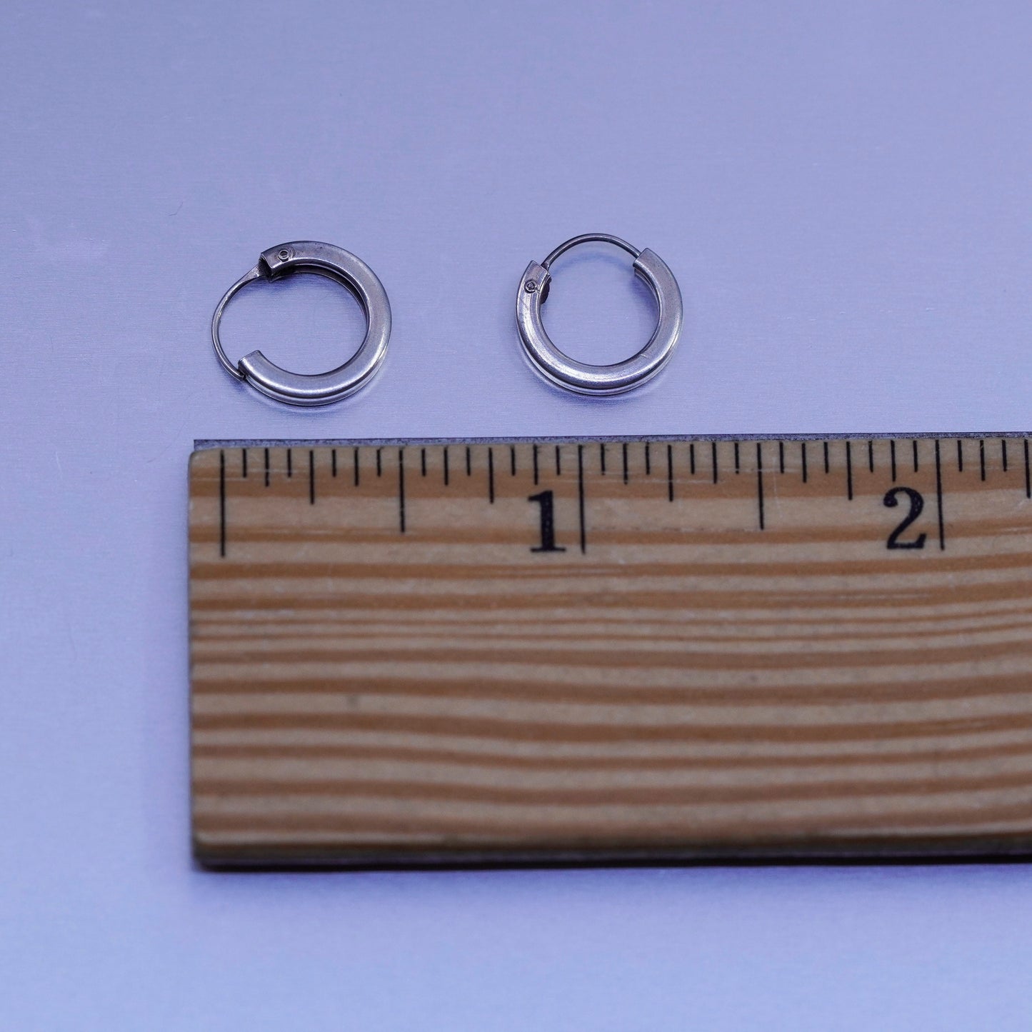 0.5”, vintage Sterling silver handmade earrings, textured 925 hoops