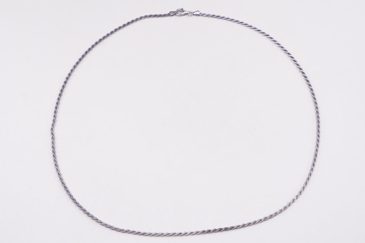 24”, 2mm, vintage SU Sterling silver necklace, 925 French rope chain