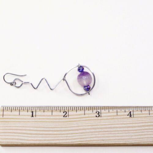 Vtg STERLING 925 SILVER Modern Handmade earrings with Fluorite dangles