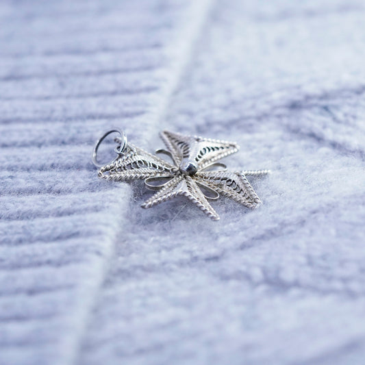 Vintage sterling 925 silver handmade filigree Jerusalem cross pendant