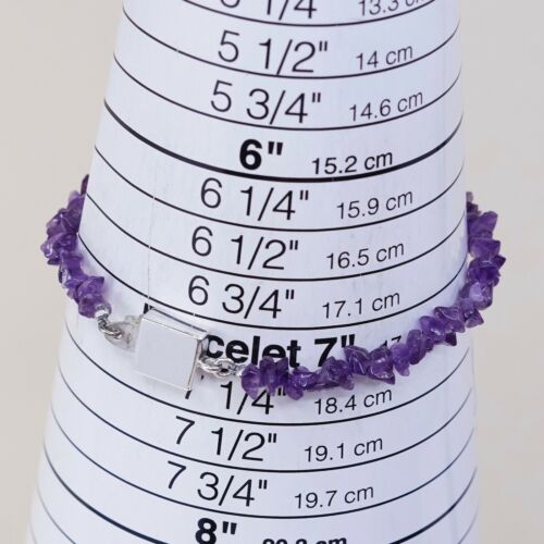 7”, Vtg Sterling 925 Silver Handmade Bracelet W/ Amethyst Nuggets N “friends”