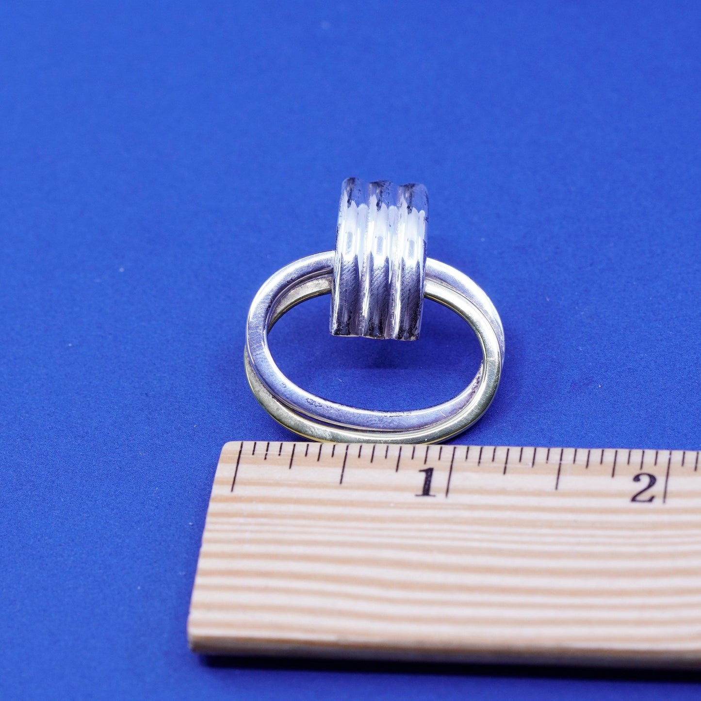 Laton two tone Sterling silver handmade earrings, entwined 925 studs brass
