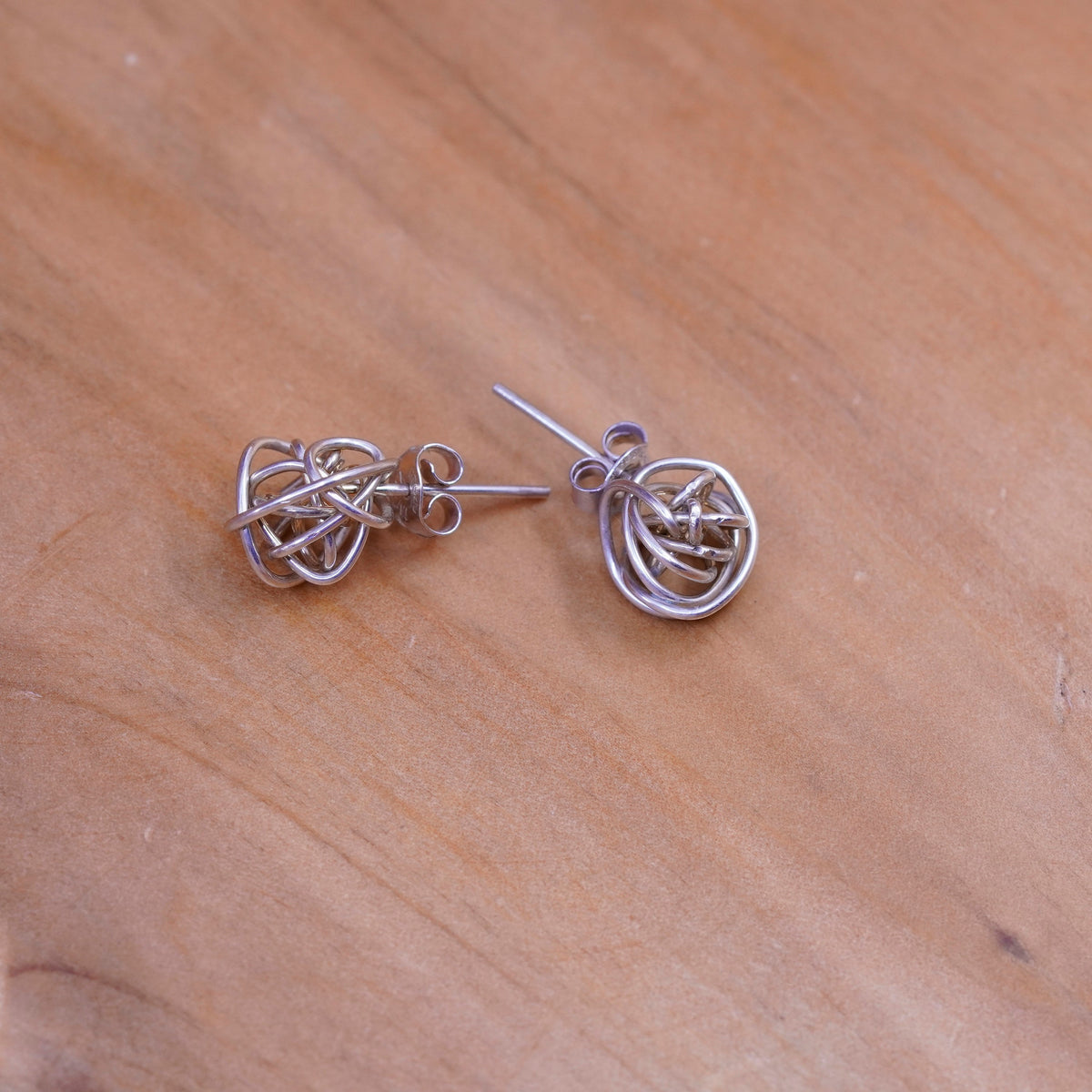 Vintage Sterling silver wired beads studs, 925 silver earrings