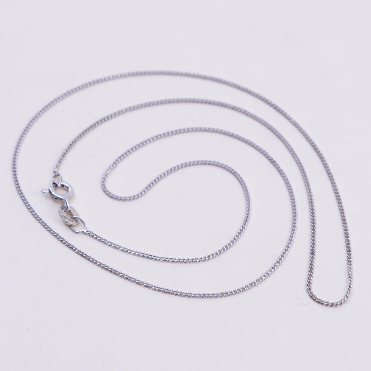 18”, 1mm, italy sterling silver handmade necklace, 925 curb chain