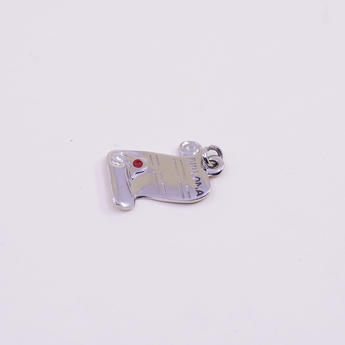 Vintage sterling silver graduation pendant, 925 diploma tag charm