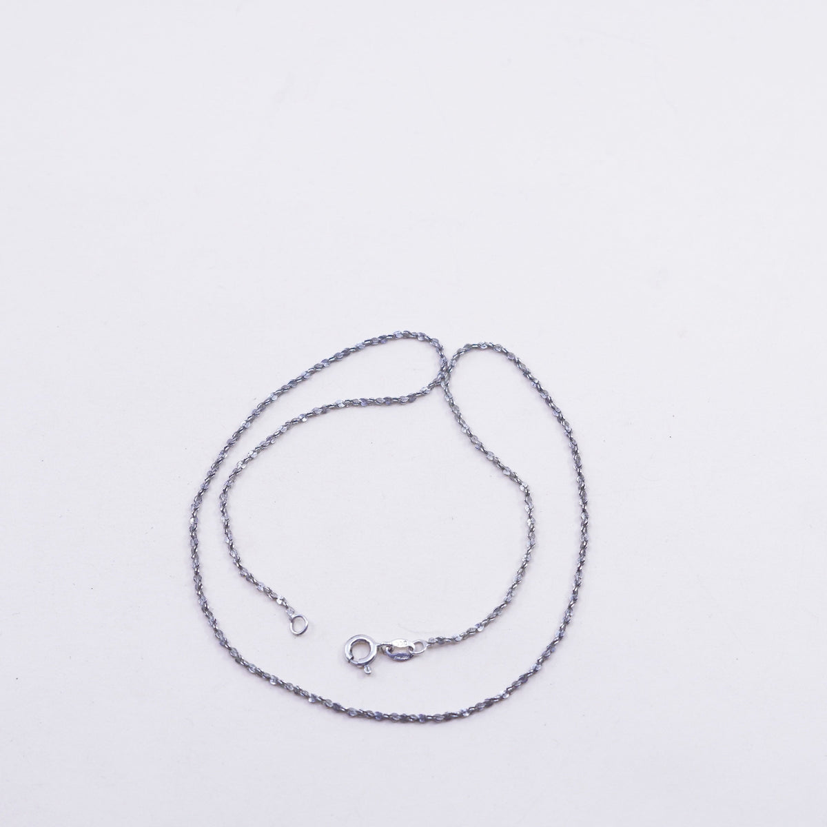 16”, 1mm, Vintage sterling silver Italy 925 twisted s link chain, necklace