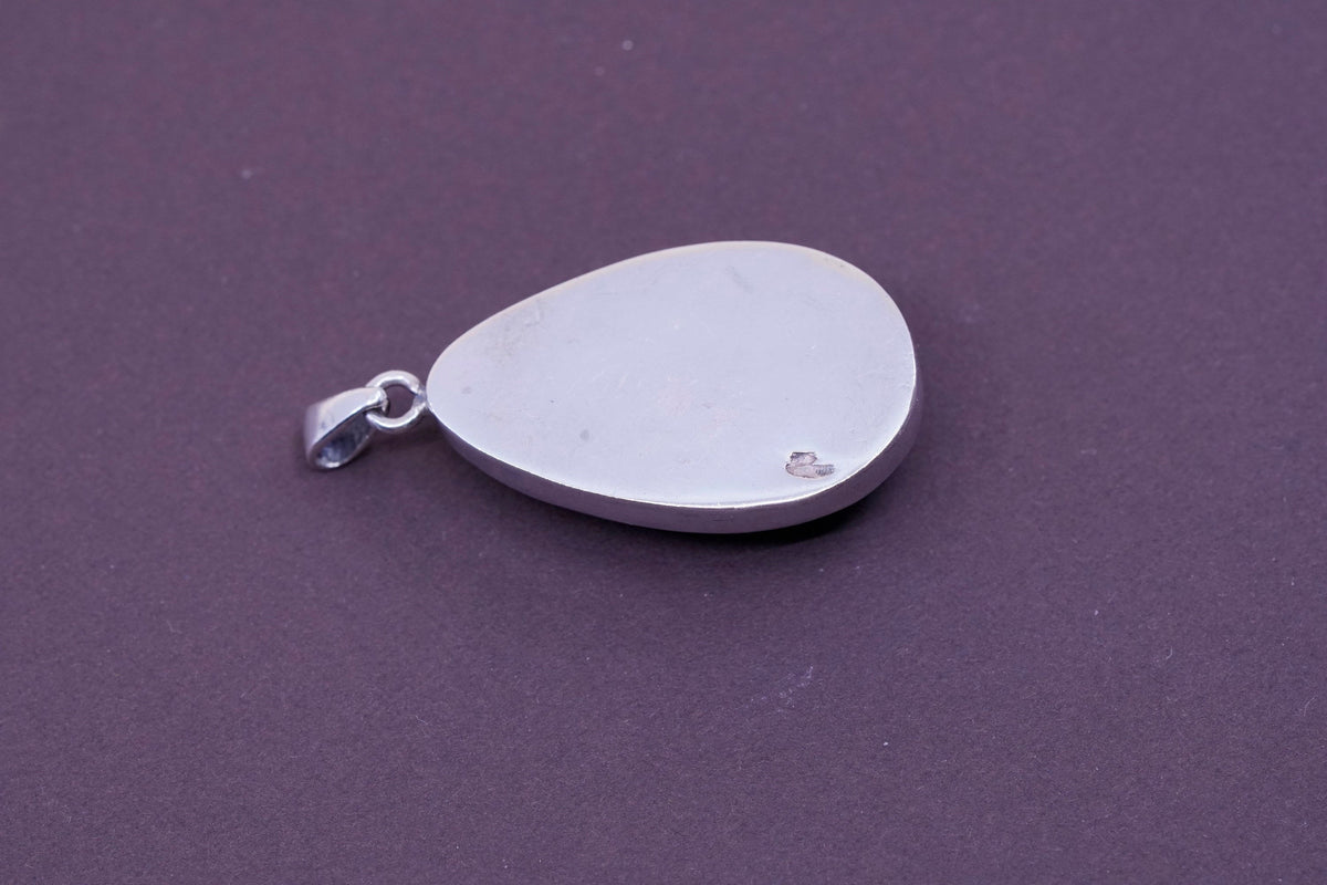Vintage Sterling 925 silver handmade pendant with teardrop Amber pendant