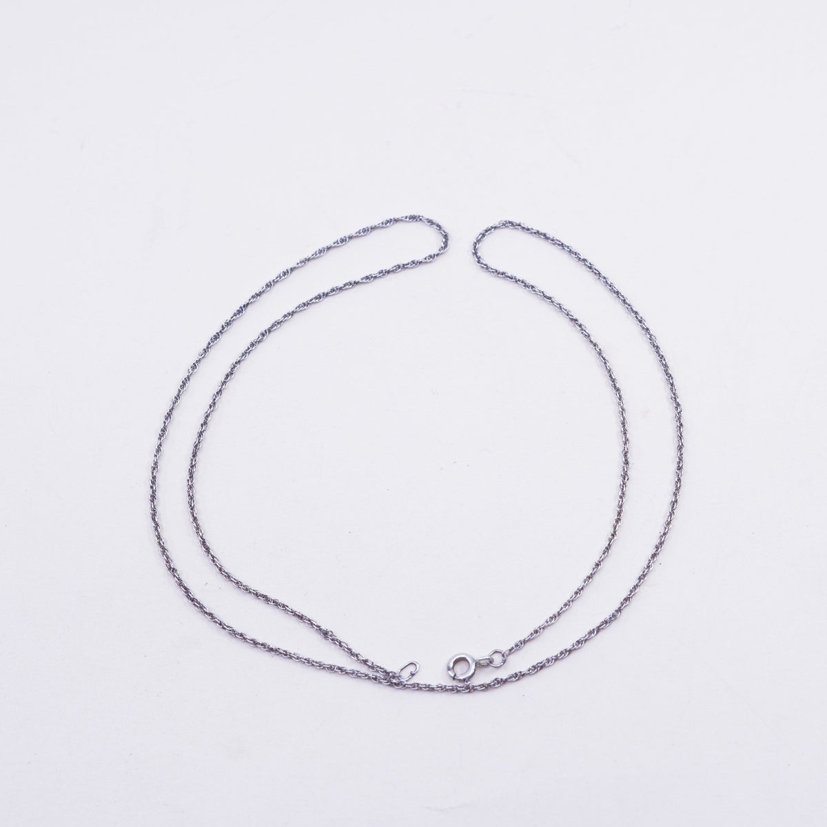 20” 1mm, vintage sterling silver necklace, 925 Singapore rope chain