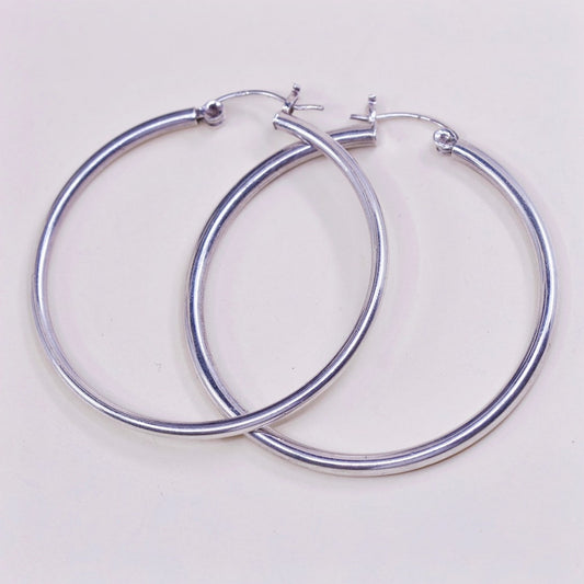 1.75" vtg sterling silver loop earrings, fashion primitive hoops