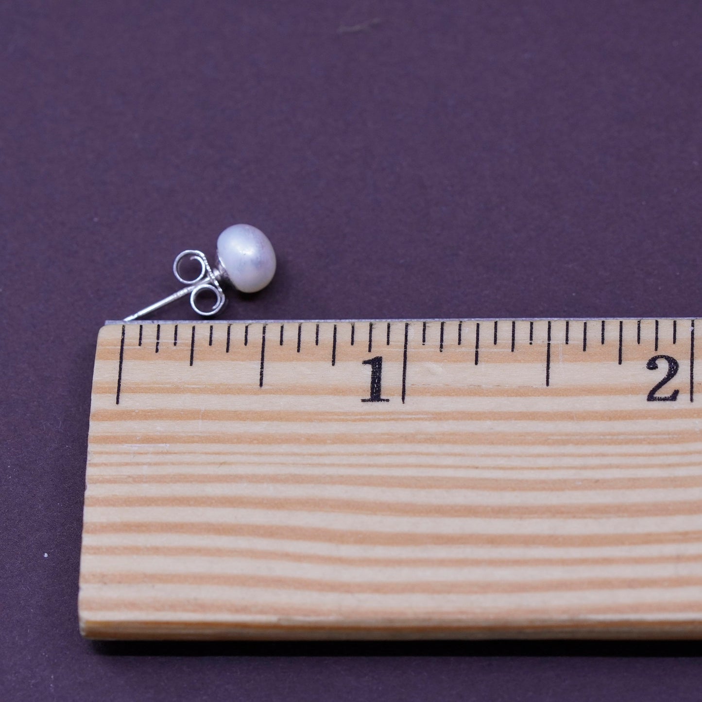 Vintage Sterling silver handmade earrings, 925 pearl studs