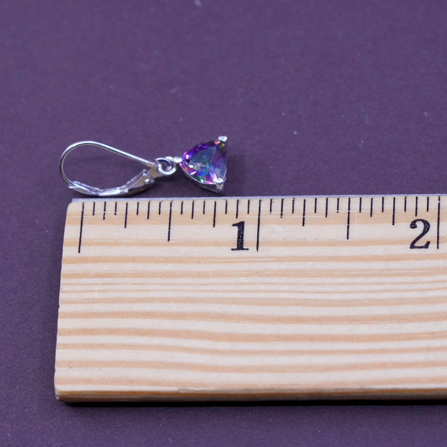 Vintage Sterling 925 silver handmade earrings with rainbow topaz