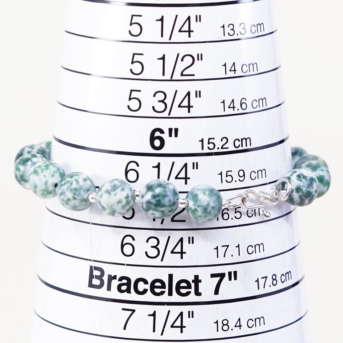 7", 925 Sterling silver clasp, handmade bracelet artisan jade beads
