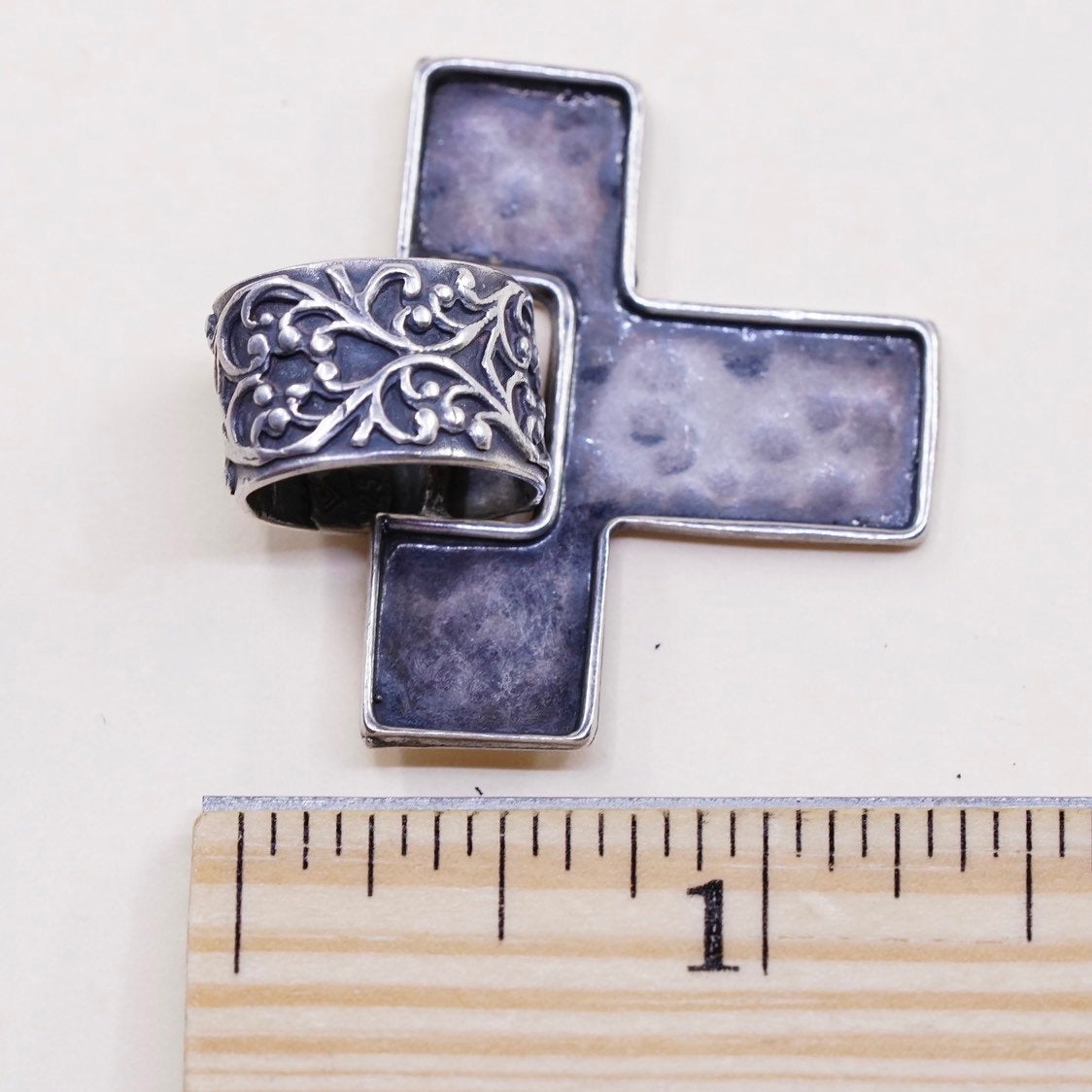 VTG Silpada sterling silver handmade charm, 925 initial "T” slide pendant