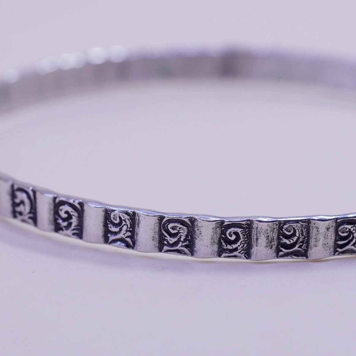 8”, danecraft sterling silver handmade 925 silver bracelet, textured bangle