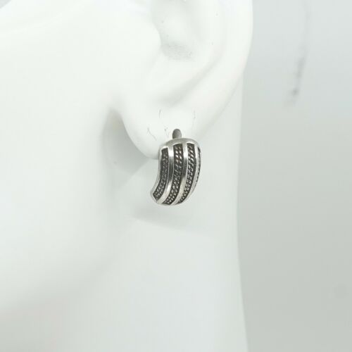 Vintage Sterling Silver Handmade Earrings, 925 Silver Studs W/ Cable Details